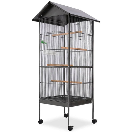 Bird Cage With Roof 66X66X155 Cm Steel