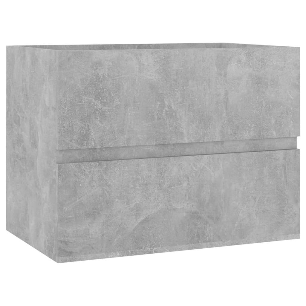 Bathroom Furniture Set Concrete Grey Engineered Wood, built in basin